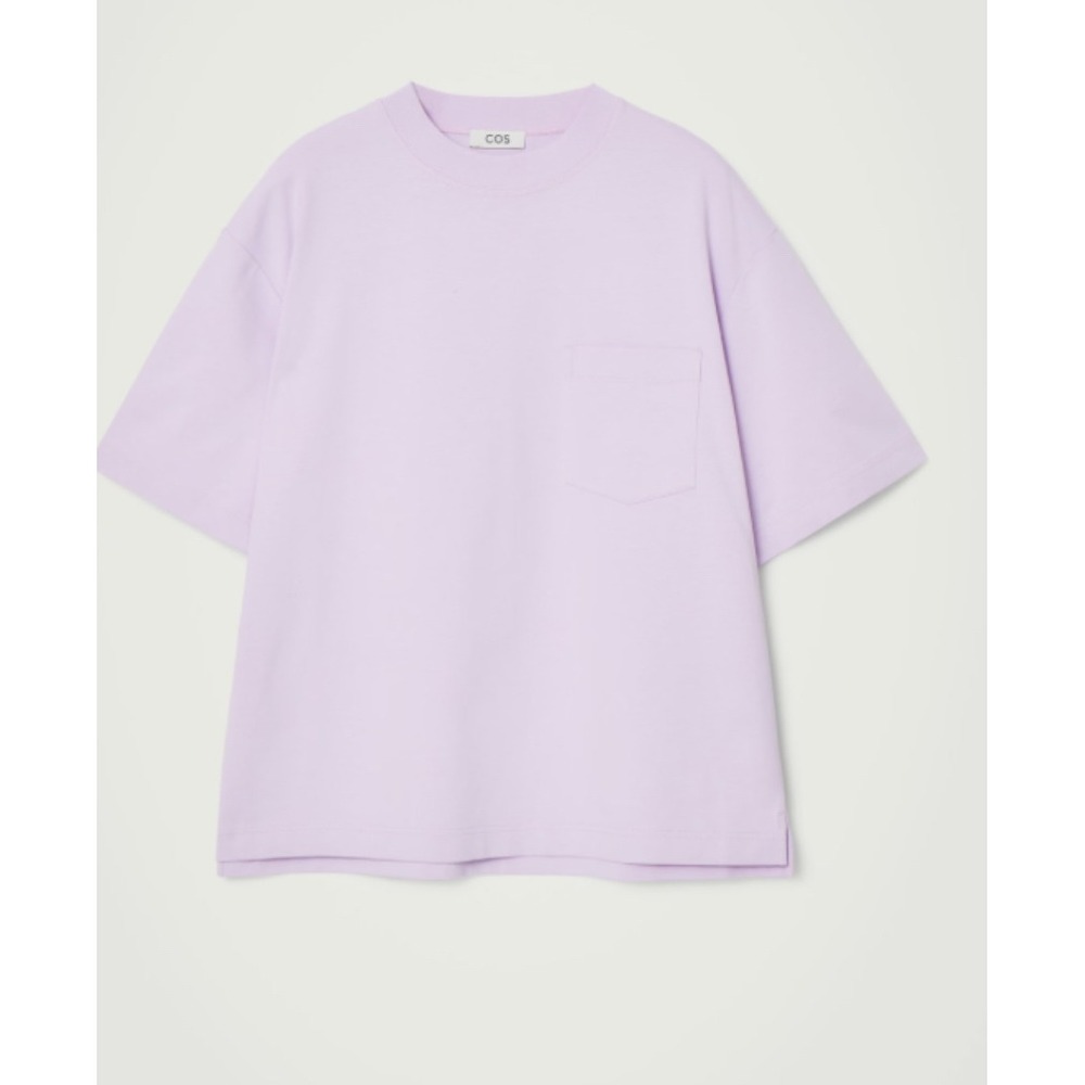COS Coupe Oversized Heavyweight Cotton T-Shirt Light Purple Lilac Mens Size S
